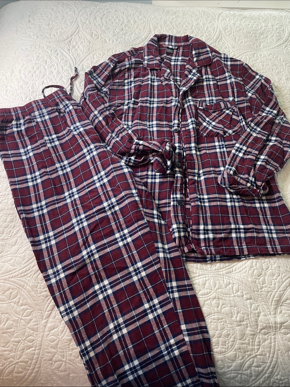 St. John's Bay Burgundy Plaid Kids Pajama Set